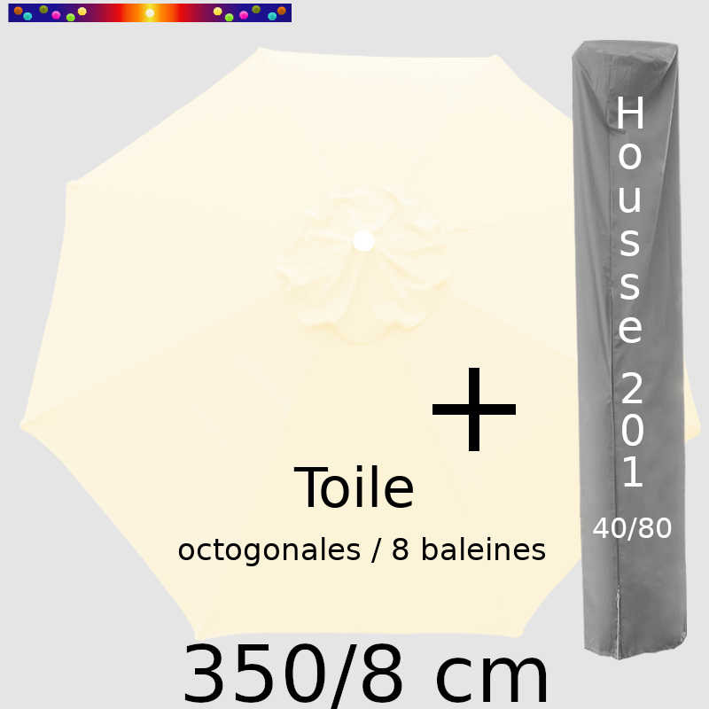 Pack : Toile 350/8 Ecru Crème + Housse 201x40/80