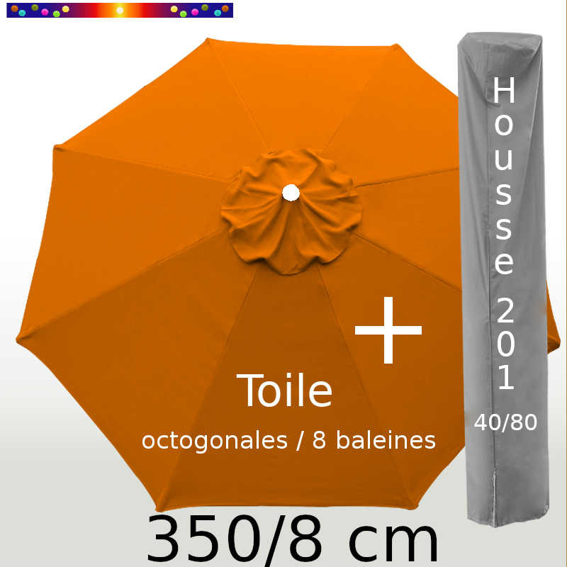 Pack : Toile 350/8 Orange Capucine + Housse 201x40/80
