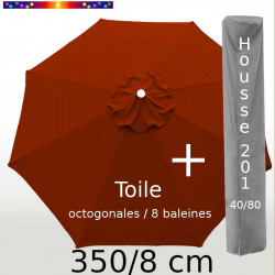Pack : Toile 350/8 Rouge Terracotta + Housse 201x40/80