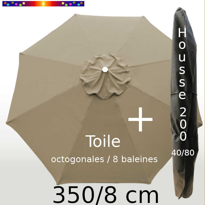 Pack : Toile 350/8 Taupe + Housse 200x40/80