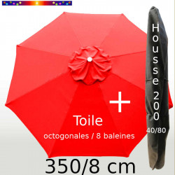 Pack : Toile 350/8 Rouge Coquelicot + Housse 200x40/80