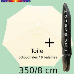 Pack : Toile 350/8 Ecru Crème + Housse 200x40/80