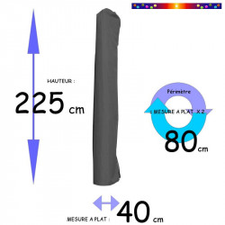 Housse de protection pour parasol Hauteur 225 cm x Largeur 40 cm : dimensions
