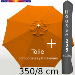 Pack : Toile 350/8 Orange Capucine + Housse 225x40/80