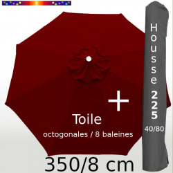 Pack : Toile 350/8 Rouge Bordeaux + Housse 225x40/80