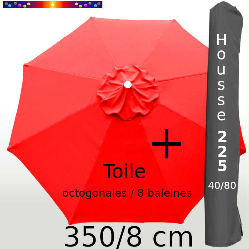 Pack : Toile 350/8 Rouge Coquelicot + Housse 225x40/80