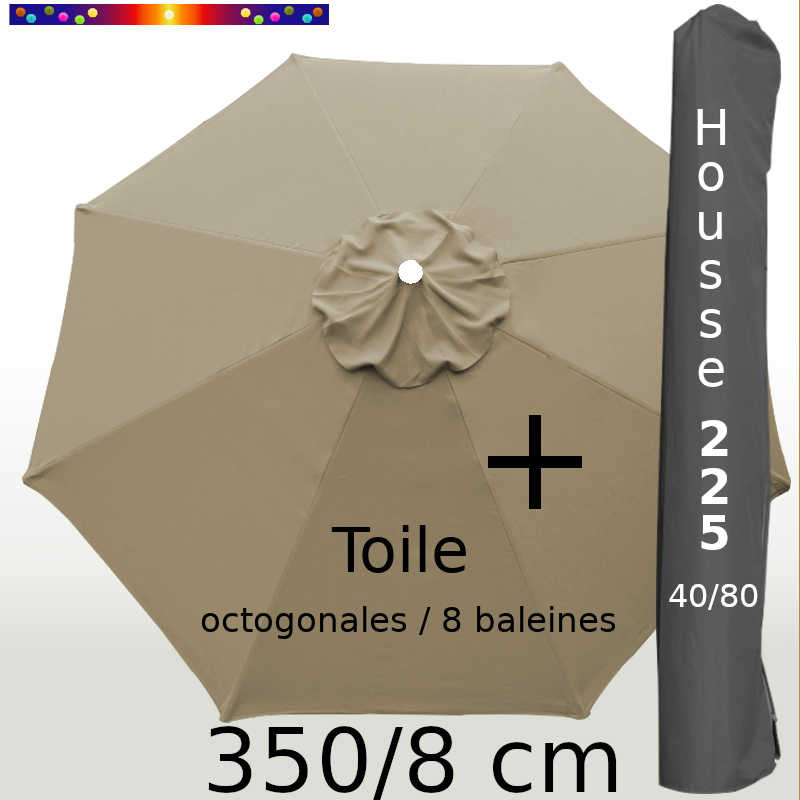 Pack : Toile 350/8 Taupe + Housse 225x40/80