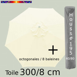 Pack : Toile 300/8 Ecru Crème+ Housse 195x40/80