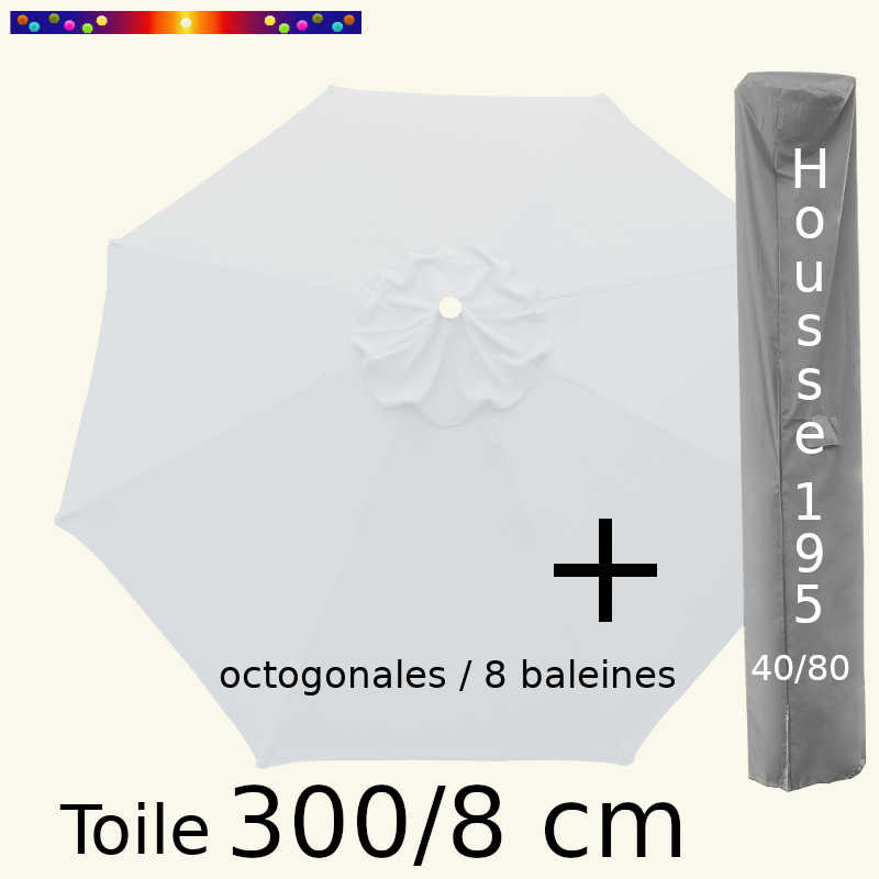 Pack : Toile 300/8 Blanc Jasmin + Housse 195x40/80