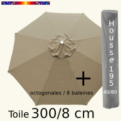 Pack : Toile 300/8 Taupe + Housse 195x40/80