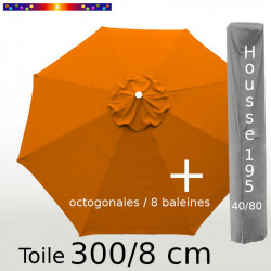 Pack : Toile 300/8 Orange Capucine + Housse 195x40/80