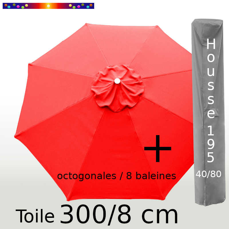 Pack : Toile 300/8 Rouge Coquelicot + Housse 195x40/80