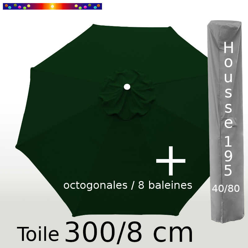 Pack : Toile 300/8 Vert Pinède + Housse 195x40/80