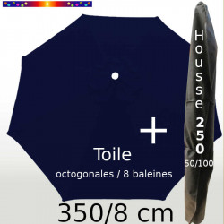 Pack : Toile 350/8 Bleu Marine + Housse 250x50/100