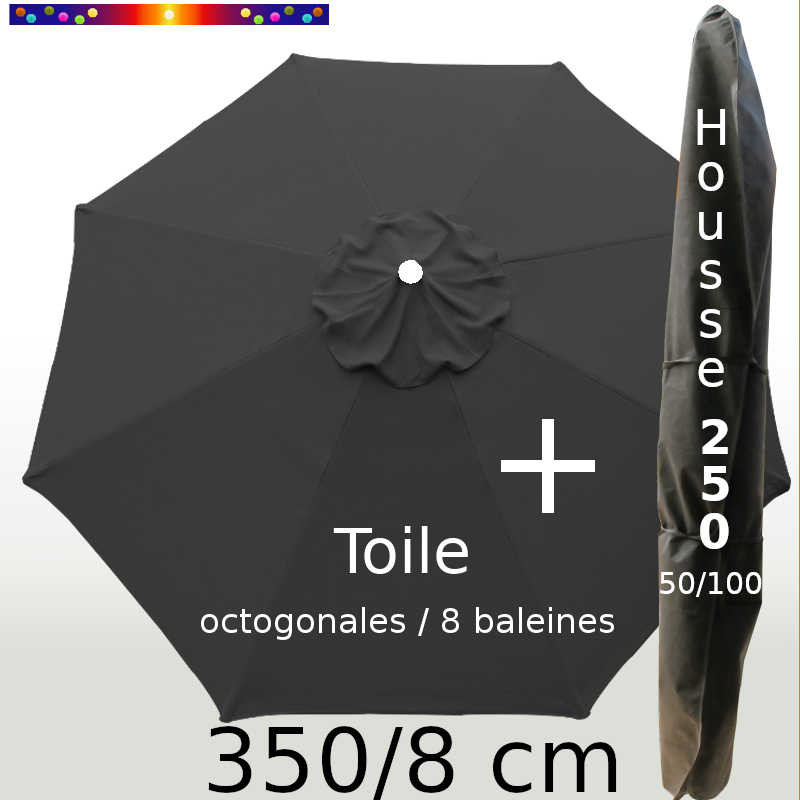 Pack : Toile 350/8 Gris Souris + Housse 250x50/100