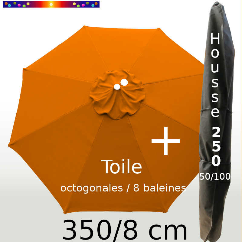 Pack : Toile 350/8 Orange Capucine + Housse 250x50/100