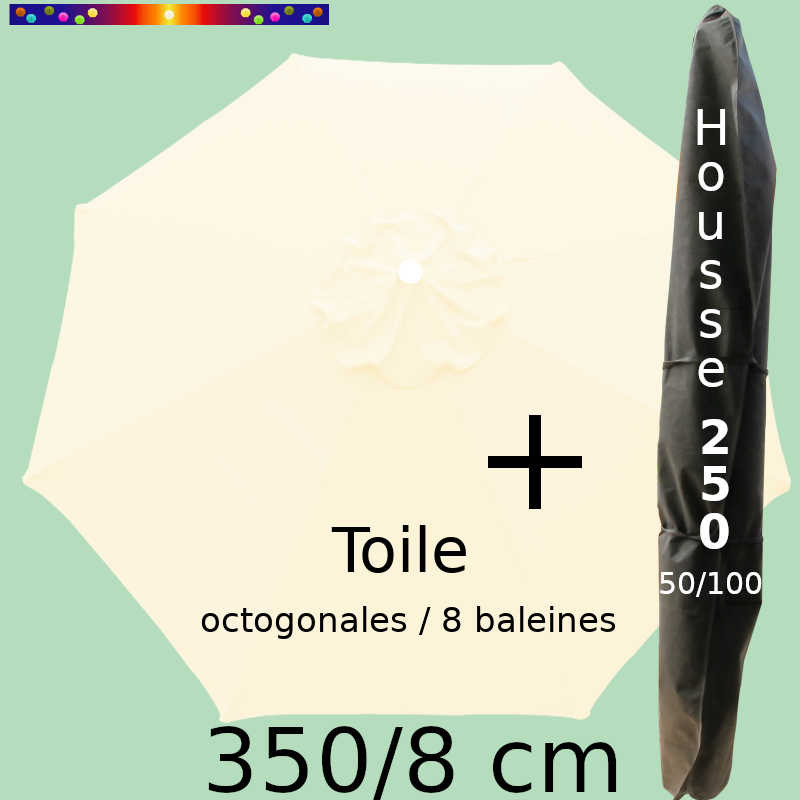 Pack : Toile 350/8 Ecru Crème + Housse 250x50/100