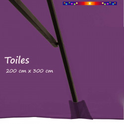 Toile de remplacement pour parasol rectangle 2x3 Violette: pochon de fixation d'une baleine