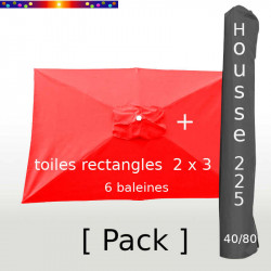 Pack : Toile 200x300 Rouge Coquelicot + Housse 225/40
