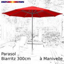 Parasol Biarritz rouge coquelicot 300 cm alu manivelle