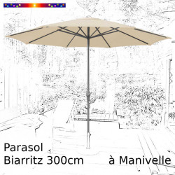 Parasol Biarritz Ecru 300 cm alu manivelle