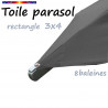 Toile Gris Flanelle pour parasol rectangle 3x4 : détail de la fixation -par vis- de la toile en bout de baleine