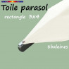 Toile Écru Crème pour parasol rectangle 3x4 : détail de la fixation de la toile en bout de baleine