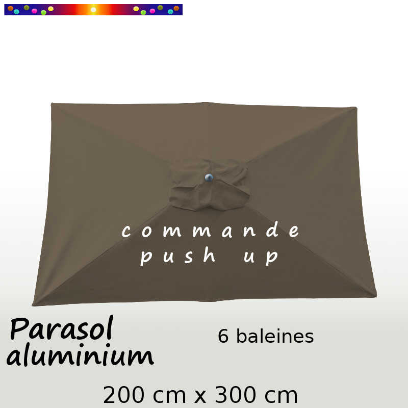 Parasol Lacanau Gris Taupe 200 x 300 cm Alu vu de dessus Parasol Lacanau Gris Taupe 200 x 300 cm Alu vu de dessus