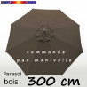 Parasol Lacanau Taupe 300 cm Bois commande par manivelle