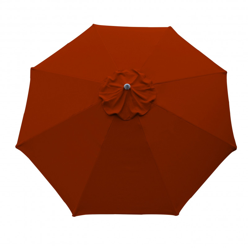 Parasol Lacanau rond (octogonal) Diamètre 300 cm en Aluminium à manœuvre manivelle toile Rouge Terracotta : parasol vu de dessus Parasol Lacanau rond (octogonal) Diamètre 300 cm en Aluminium à manœuvre manivelle toile Rouge Terracotta : parasol vu de dessus