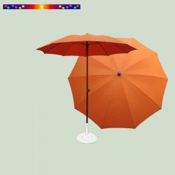 Parasol Orange Mandarine 200 cm design italien ombrelle : vu de face et de dessus
