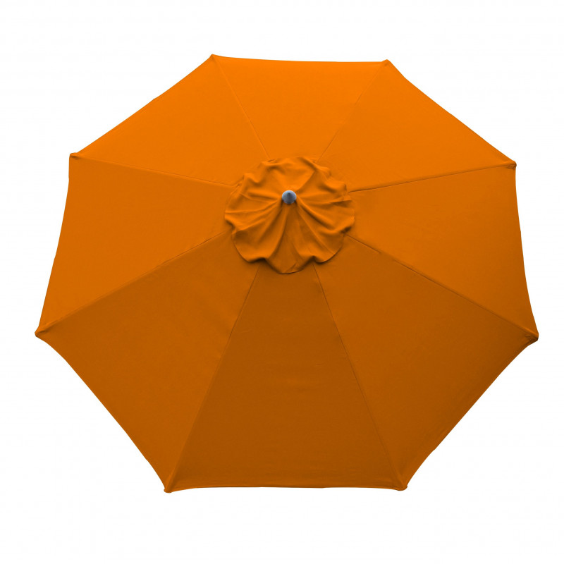 Parasol Lacanau rond (octogonal) Diamètre 300 cm en Aluminium à manœuvre par manivelle toile couleur Orange parasol vu de dessus Parasol Lacanau rond (octogonal) Diamètre 300 cm en Aluminium à manœuvre par manivelle toile couleur Orange parasol vu de dessus