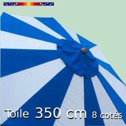 Toile OCTOGONALE (8cotés) 350cm Rayon Bleu (mât central) : vu de dessus