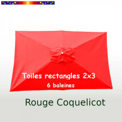 Toile en second choix : pour parasol rectangle 2x3 couleur Coquelicot