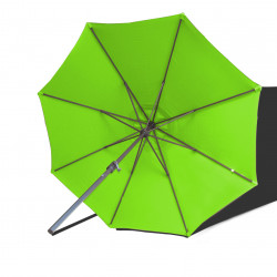 Parasol Lacanau rond (octogonal) Diamètre 300 cm en Aluminium à manœuvre par manivelle toile Vert Lime : parasol vu de dessous