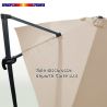 Toile Soie Grège CARREE 3x3 pour Parasol Déporté Biscarrosse : vue arrière du mât et de la toile sur l'armature