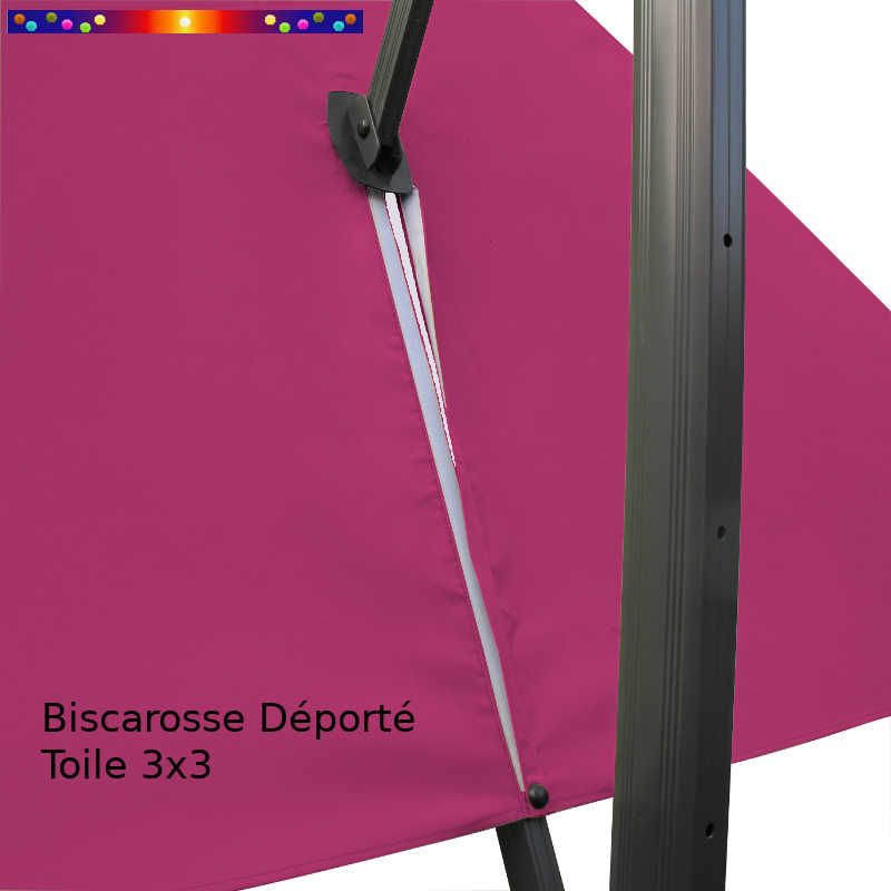 Toile de remplacement 3x3 pour Parasol Excentré Rose Fushia : vue du zip de la toile pour mise en place sur le mât Toile de remplacement 3x3 pour Parasol Excentré Rose Fushia : vue du zip de la toile pour mise en place sur le mât