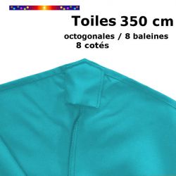 Toile OCTOGONALE (8cotés) 350cm Bleu Turquoise (mât central) : détail du fourreau de fixation en bout de baleine