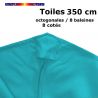 Toile OCTOGONALE (8cotés) 350cm Bleu Turquoise (mât central) : détail du fourreau de fixation en bout de baleine