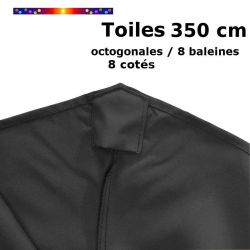 Toile OCTOGONALE (8cotés) 350cm Gris Souris (mât central) : détail du fourreau de fixation en bout de baleine