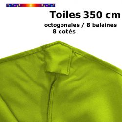 Toile OCTOGONALE (8cotés) 350cm Vert Lime (mât central) : détail du fourreau de fixation en bout de baleine