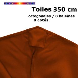 Toile OCTOGONALE (8cotés) 350cm Rouge Terracotta (mât central) : détail du fourreau de fixation en bout de baleine