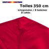 Toile OCTOGONALE (8cotés) 350cm Rouge Coquelicot (mât central) : détail du fourreau de fixation en bout de baleine