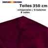 Toile OCTOGONALE (8cotés) 350cm Rouge Bordeaux (mât central) : détail du fourreau de fixation en bout de baleine