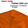 Toile OCTOGONALE (8cotés) 350cm Orange Capucine (mât central) : détail du fourreau de fixation en bout de baleine