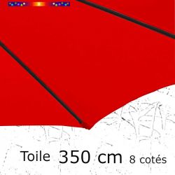 Toile OCTOGONALE (8cotés) 350cm Rouge Coquelicot (mât central) : toile coté baleine
