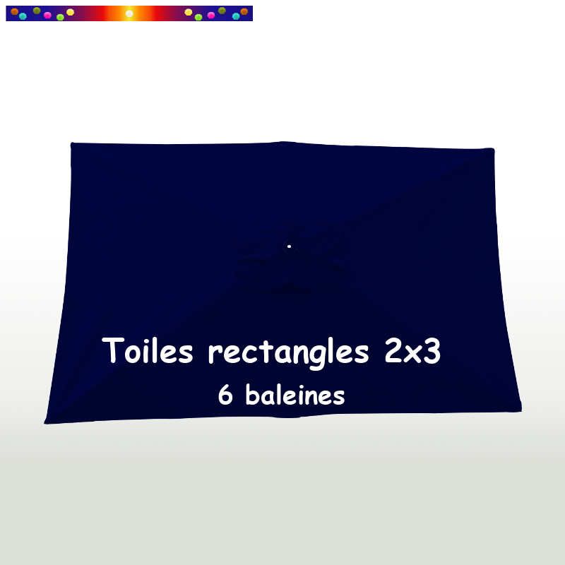 Toile de remplacement pour parasol rectangle 2x3 Bleu Marine : vue de dessus Toile de remplacement pour parasol rectangle 2x3 Bleu Marine : vue de dessus