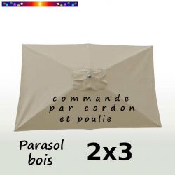 Parasol Lacanau Soie Grège 2x3 Bois : vu de dessus