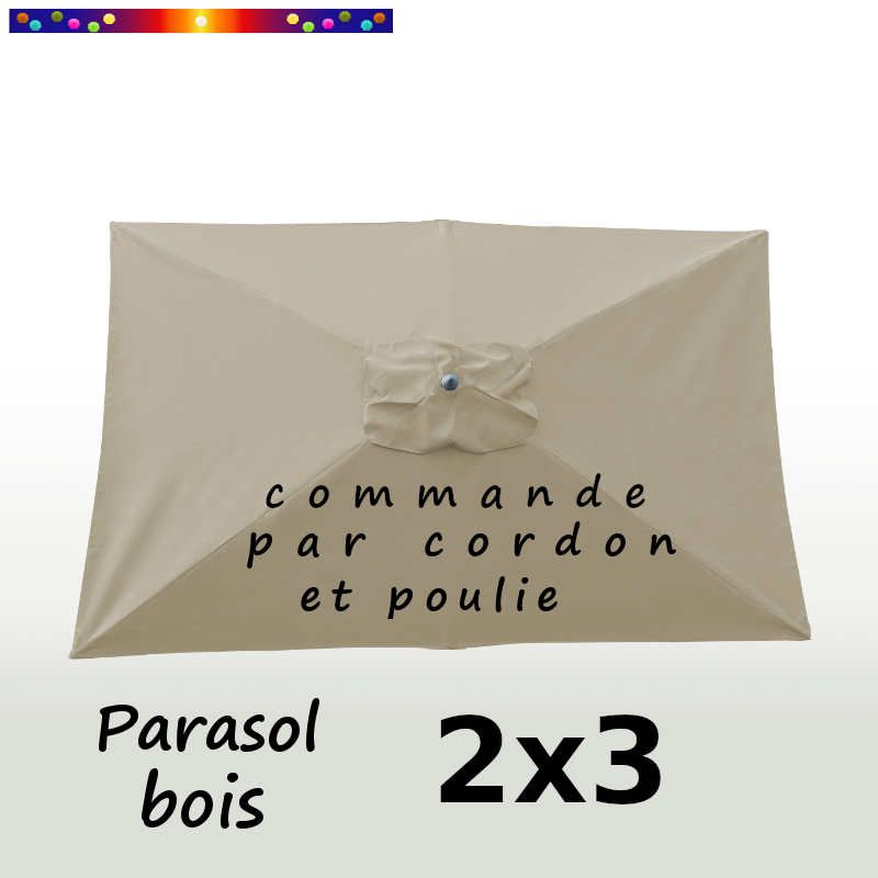 Parasol Lacanau Soie Grège 2x3 Bois : vu de dessus Parasol Lacanau Soie Grège 2x3 Bois : vu de dessus