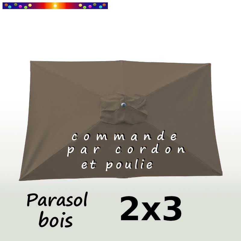 Parasol Lacanau Gris Taupe 2x3 Bois : vu de dessus Parasol Lacanau Gris Taupe 2x3 Bois : vu de dessus